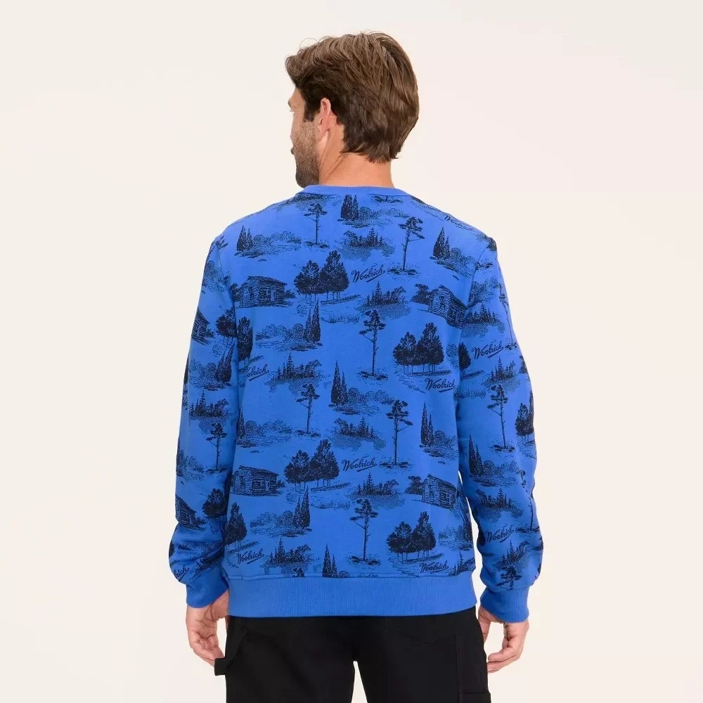 Woolrich x Target Men's M / Medium Toile Print Pullover Sweatshirt Blue Crewneck
